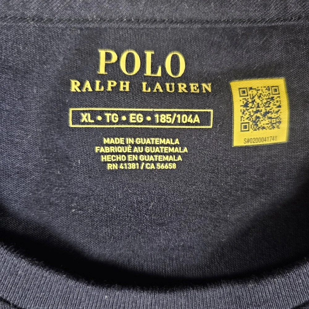 Polo Ralph Lauren Mens XL Navy Blue Crew Neck T Shirt Red Pony Logo Cotton Class